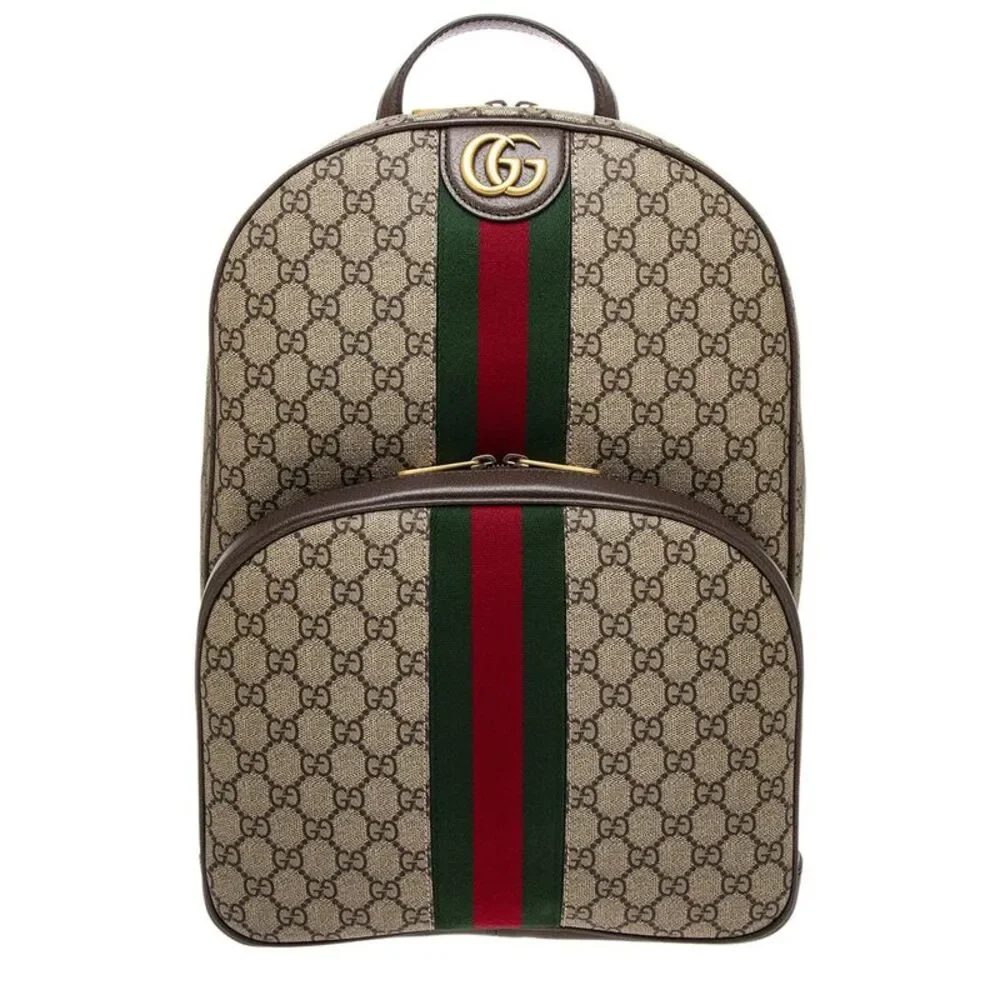 Gucci Ophidia Gg Supreme Canvas & Leather Backpack, Brown